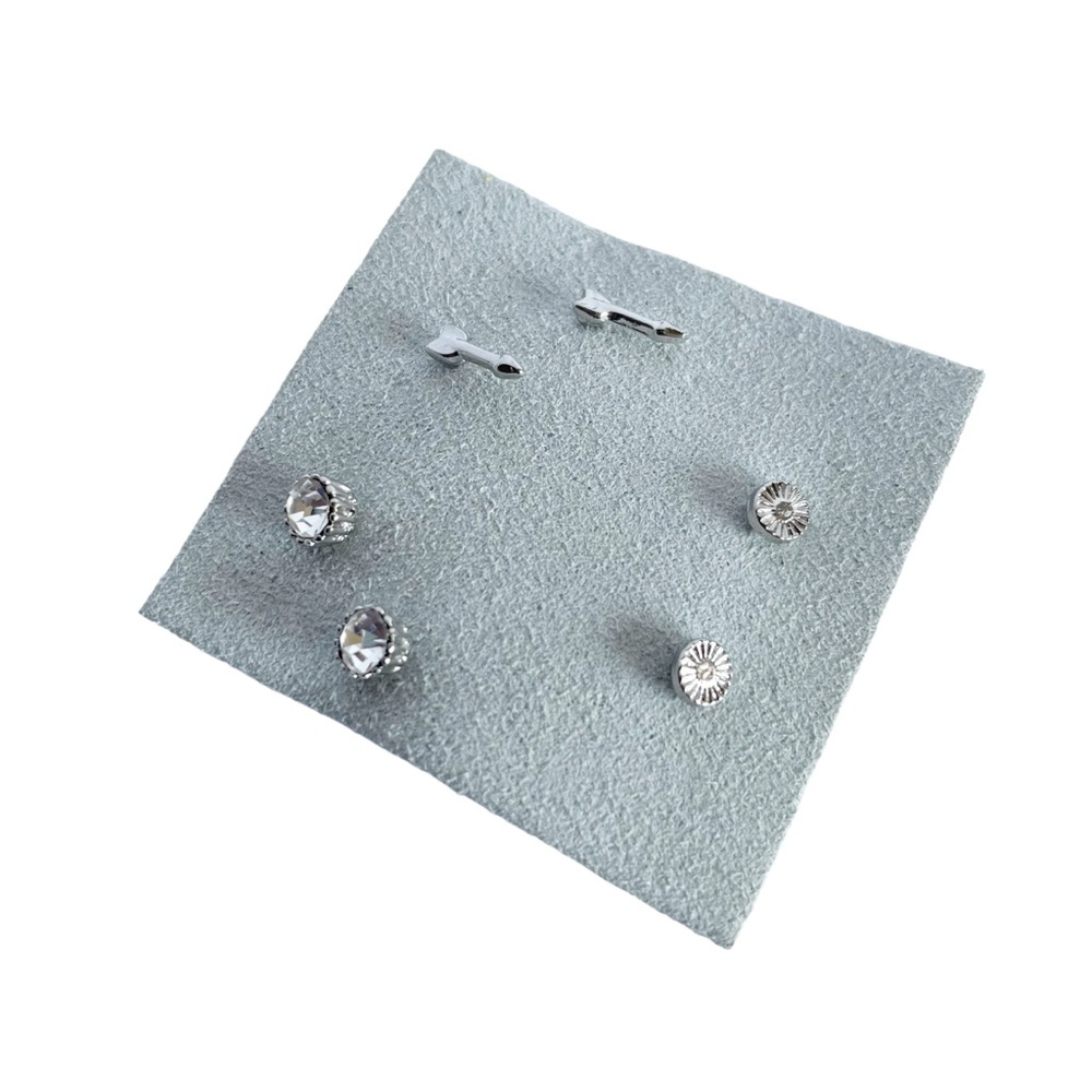 Womens Fashion Stud Earrings Silver Tone Minimalist Chic Arrows Sparkle Classic